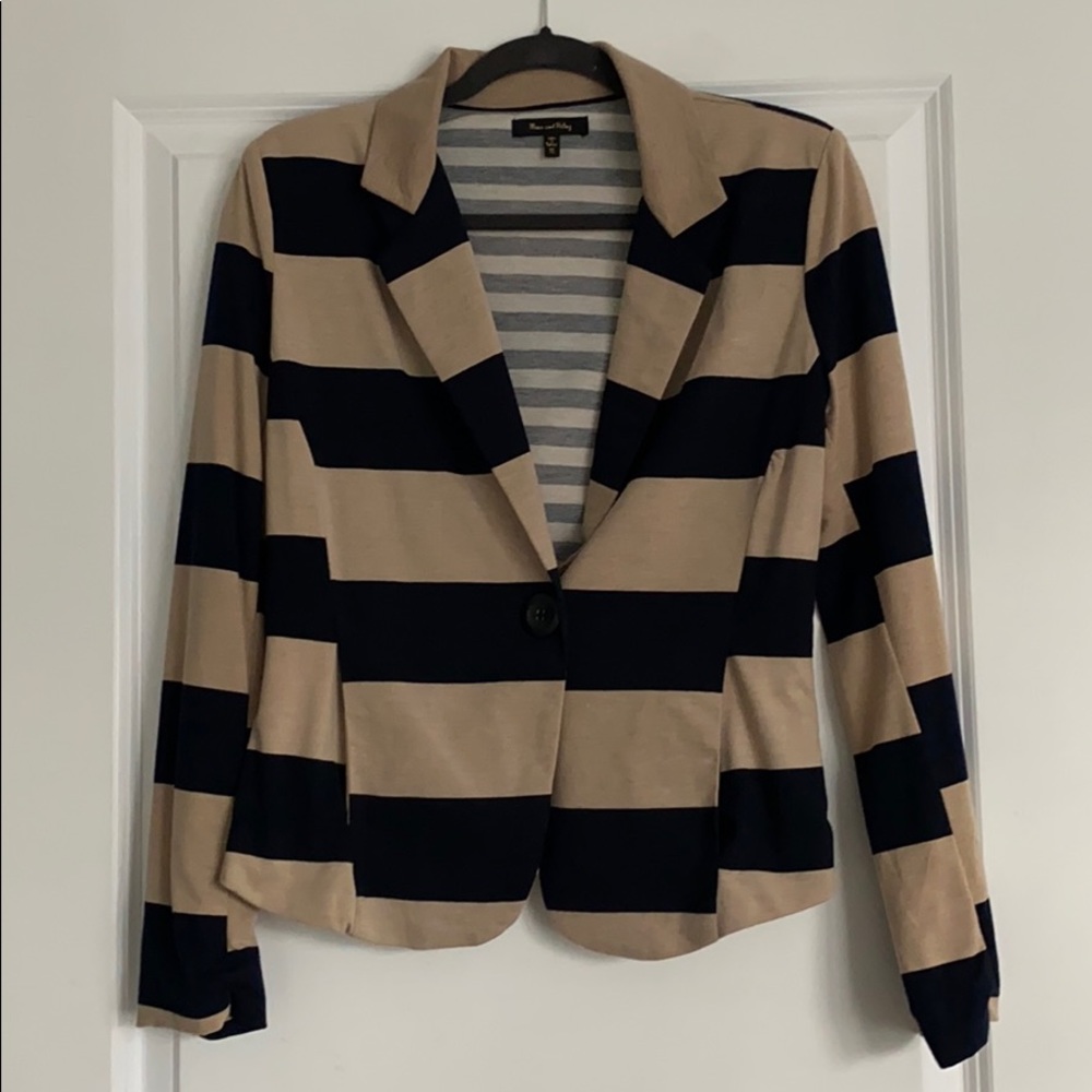 Max & Riley Tan And Navy Striped Blazer